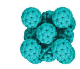 A Molecular Crystal. Here, 60 atoms of carbon bind together to form a large molecule known as a buckyball