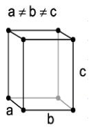 Unit cells for orthorhombic (left) and tetragonal (right) lattices.