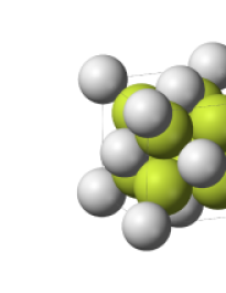 The flourite structure. This is fcc with a basis given by a white atom (Pr) at 